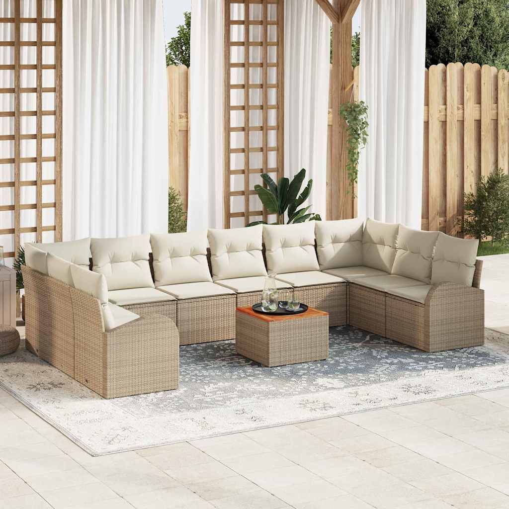 vidaXL Garden Sofa Set with Storage 11 pcs Black and Cream poly rattan