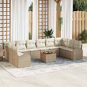 vidaXL Garden Sofa Set with Storage 11 pcs Black and Cream poly rattan