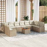 vidaXL Garden Sofa Set with Storage 11 pcs Black and Cream poly rattan