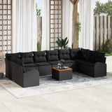 vidaXL Garden Sofa Set with Storage 11 pcs Black and Cream poly rattan