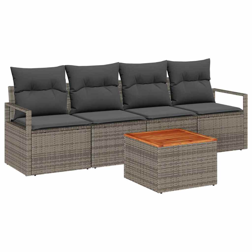 vidaXL Tuinbank Set met opslag 5 pcs Zwart en Crème poly rattan