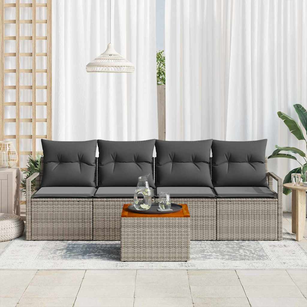 vidaXL Tuinbank Set met opslag 5 pcs Zwart en Crème poly rattan