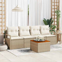 vidaXL Tuinbank Set met opslag 5 pcs Zwart en Crème poly rattan