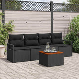 vidaXL Tuinbank Set met opslag 5 pcs Zwart en Crème poly rattan