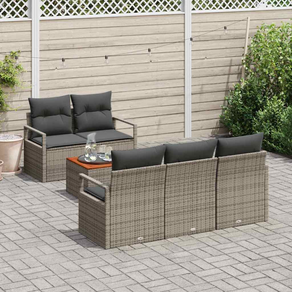 vidaXL Tuinbank Set met opslag 6 pcs Zwart en Crème poly rattan