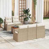 vidaXL Tuinbank Set met opslag 6 pcs Zwart en Crème poly rattan