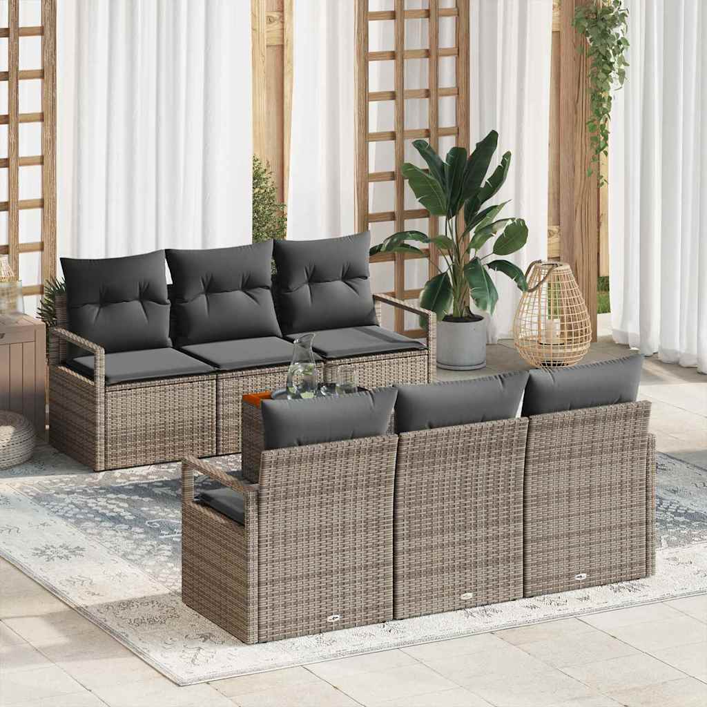 vidaXL Tuinbank Set met opslag 7 pcs Zwart en Crème poly rattan