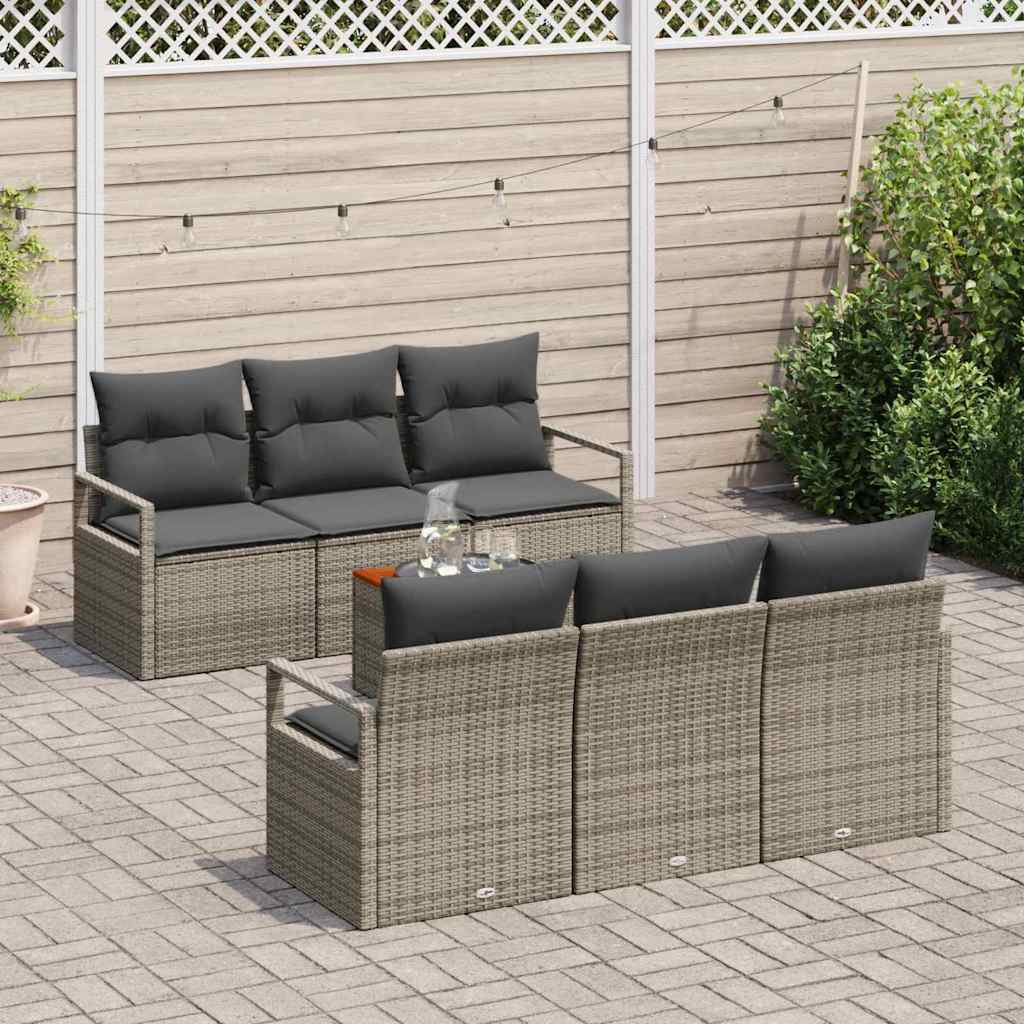 vidaXL Tuinbank Set met opslag 7 pcs Zwart en Crème poly rattan
