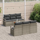 vidaXL Tuinbank Set met opslag 7 pcs Zwart en Crème poly rattan