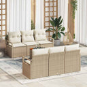 vidaXL Tuinbank Set met opslag 7 pcs Zwart en Crème poly rattan