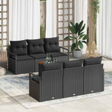 vidaXL Tuinbank Set met opslag 7 pcs Zwart en Crème poly rattan