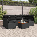vidaXL Tuinbank Set met opslag 7 pcs Zwart en Crème poly rattan