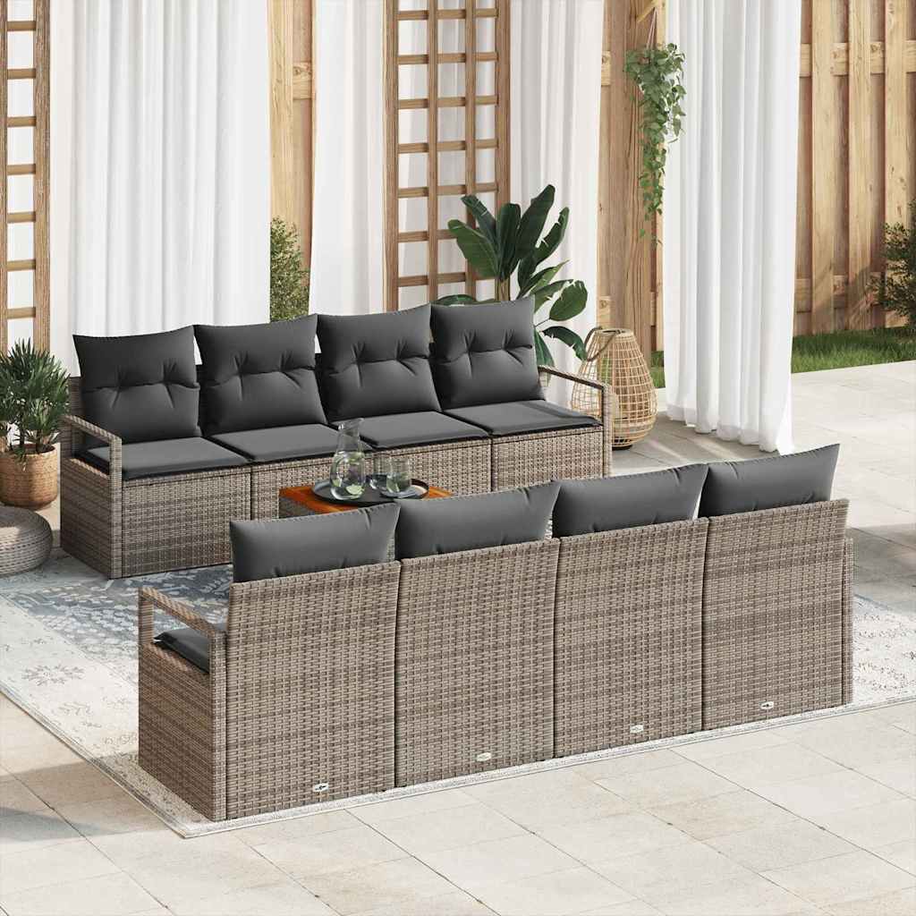 vidaXL Tuinbank Set met opslag 9 pcs Zwart en Crème poly rattan