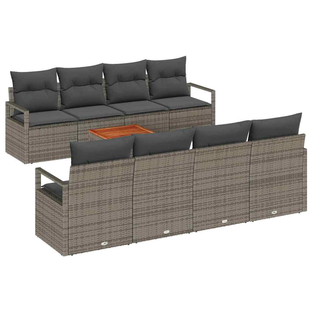 vidaXL Tuinbank Set met opslag 9 pcs Zwart en Crème poly rattan