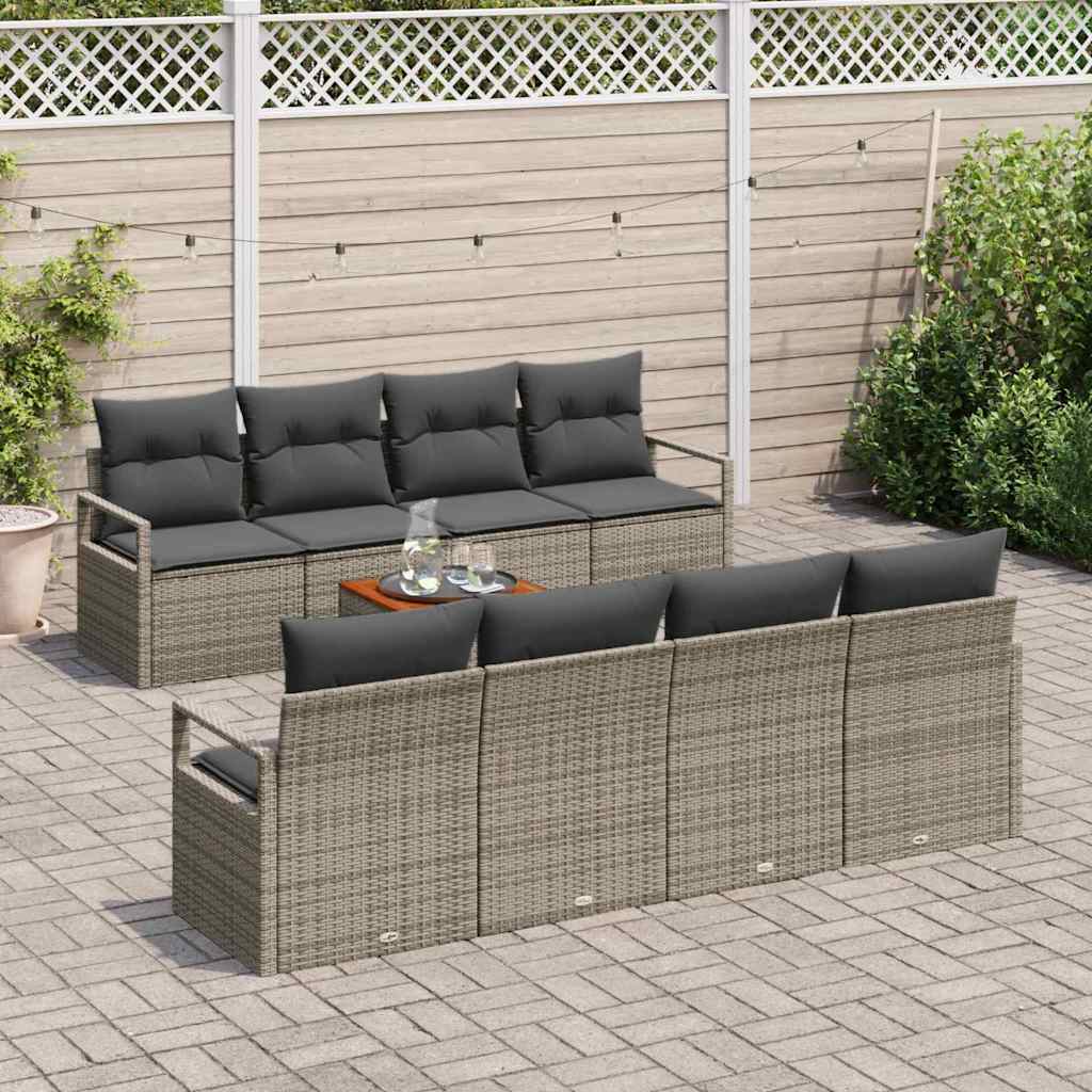 vidaXL Tuinbank Set met opslag 9 pcs Zwart en Crème poly rattan