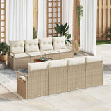 vidaXL Tuinbank Set met opslag 9 pcs Zwart en Crème poly rattan