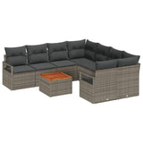 vidaXL Tuinbank Set met opslag 9 pcs Zwart en Crème poly rattan