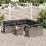 vidaXL Tuinbank Set met opslag 9 pcs Zwart en Crème poly rattan
