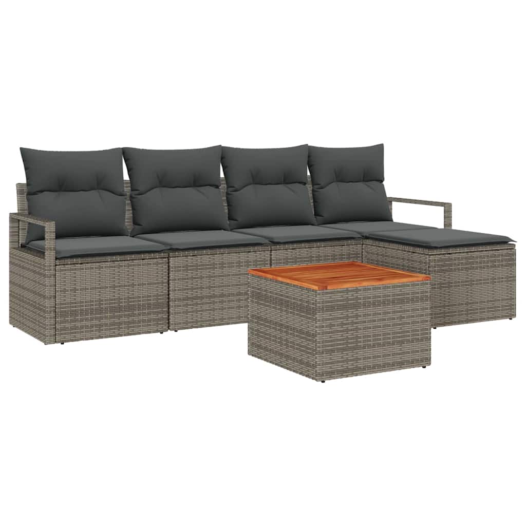 vidaXL Tuinbank Set met opslag 6 pcs Zwart en Crème poly rattan