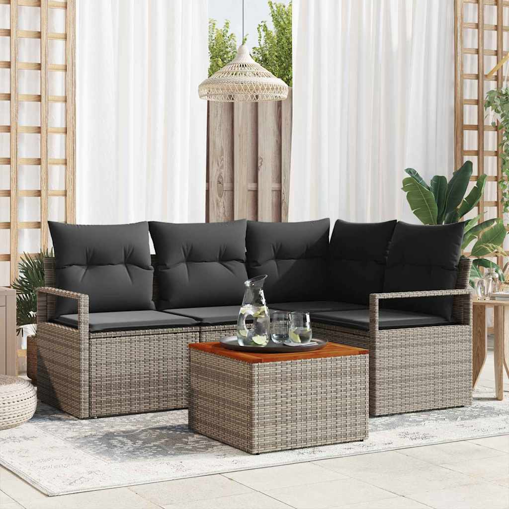 vidaXL Tuinbank Set met opslag 5 pcs Zwart en Crème poly rattan