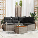 vidaXL Tuinbank Set met opslag 5 pcs Zwart en Crème poly rattan