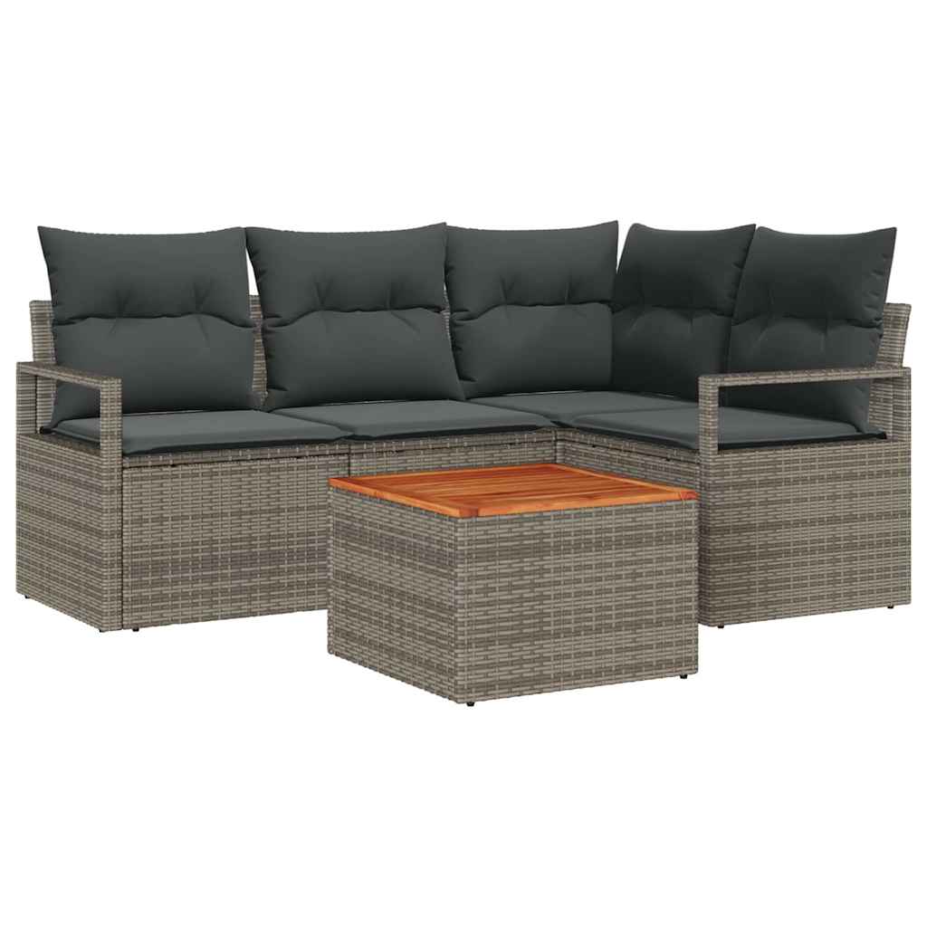 vidaXL Tuinbank Set met opslag 5 pcs Zwart en Crème poly rattan