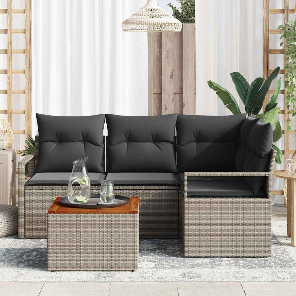 vidaXL Tuinbank Set met opslag 5 pcs Zwart en Crème poly rattan