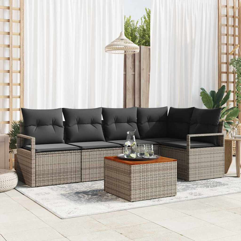 vidaXL Tuinbank Set met opslag 6 pcs Zwart en Crème poly rattan