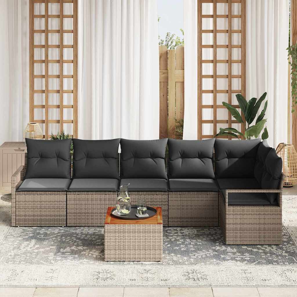 vidaXL Tuinbank Set met opslag 7 pcs Zwart en Crème poly rattan