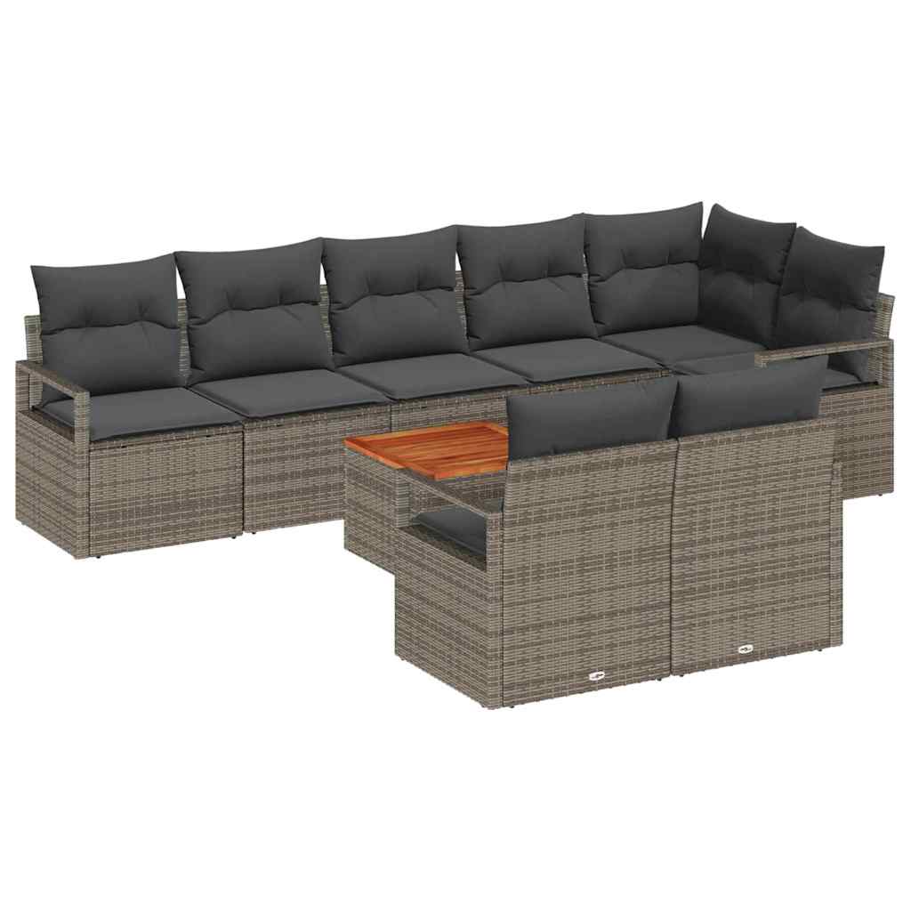 vidaXL Garden Dining Set with storage 9 pcs Black and Cream poly rattan