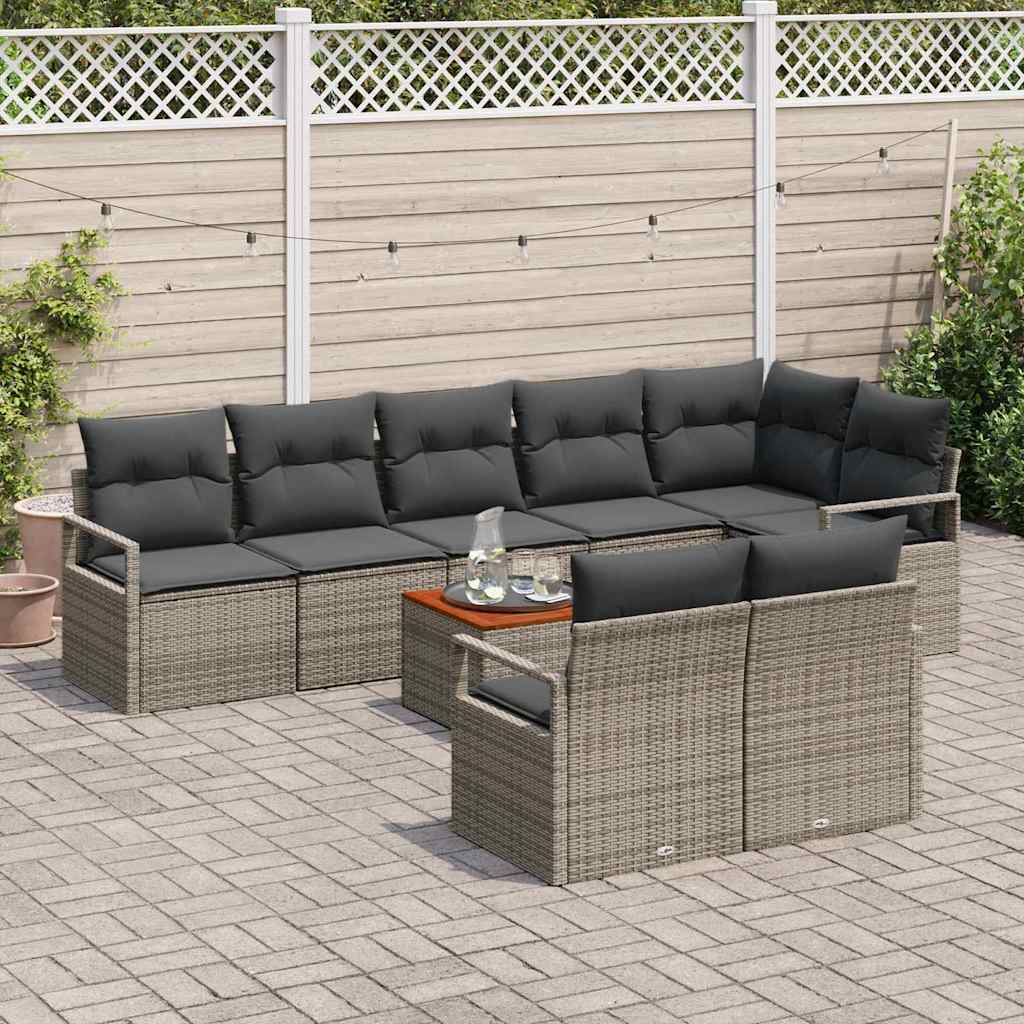 vidaXL Garden Dining Set with storage 9 pcs Black and Cream poly rattan