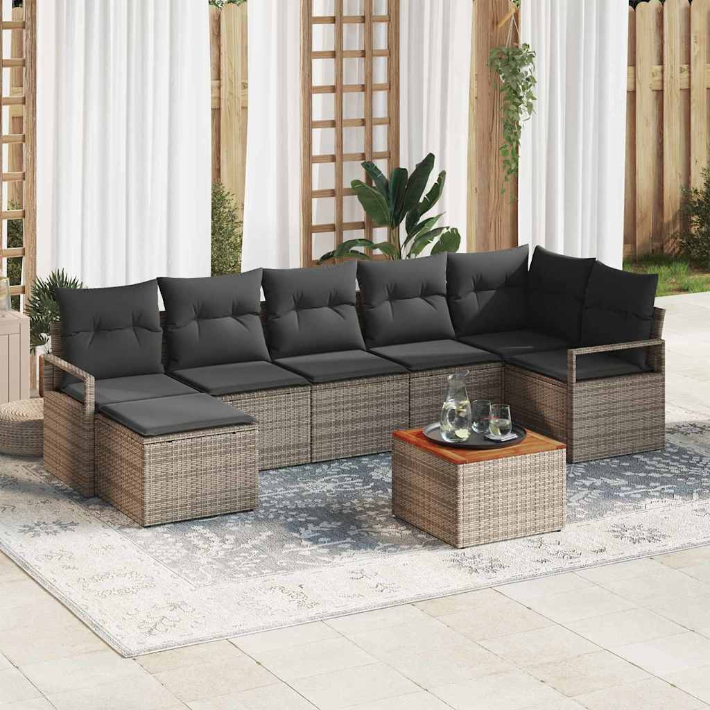 vidaXL Tuinbank Set met opslag 8 pcs Zwart en Crème poly rattan