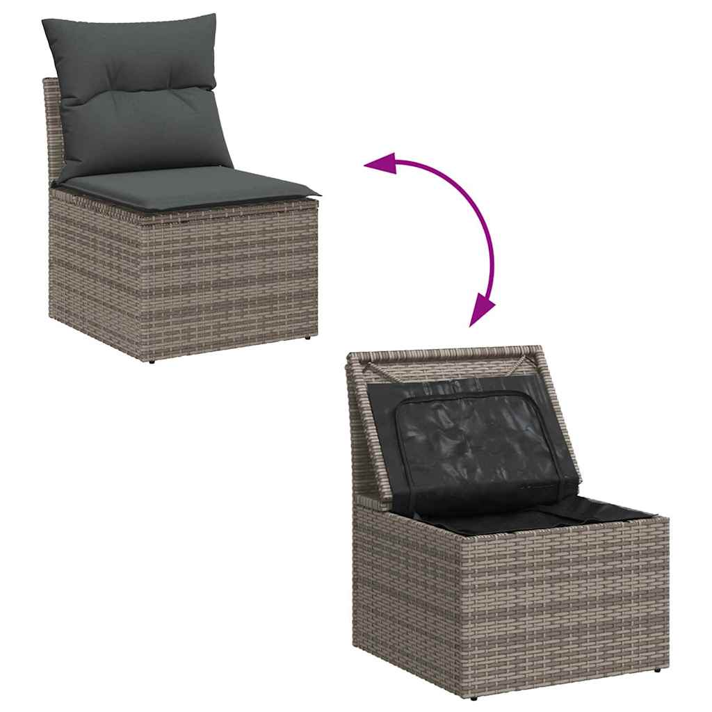 vidaXL Tuinbank Set met opslag 8 pcs Zwart en Crème poly rattan