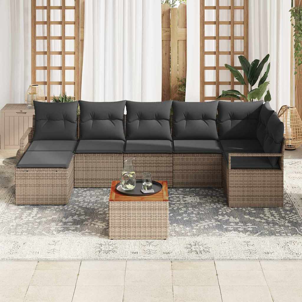 vidaXL Tuinbank Set met opslag 8 pcs Zwart en Crème poly rattan