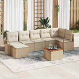 vidaXL Tuinbank Set met opslag 8 pcs Zwart en Crème poly rattan
