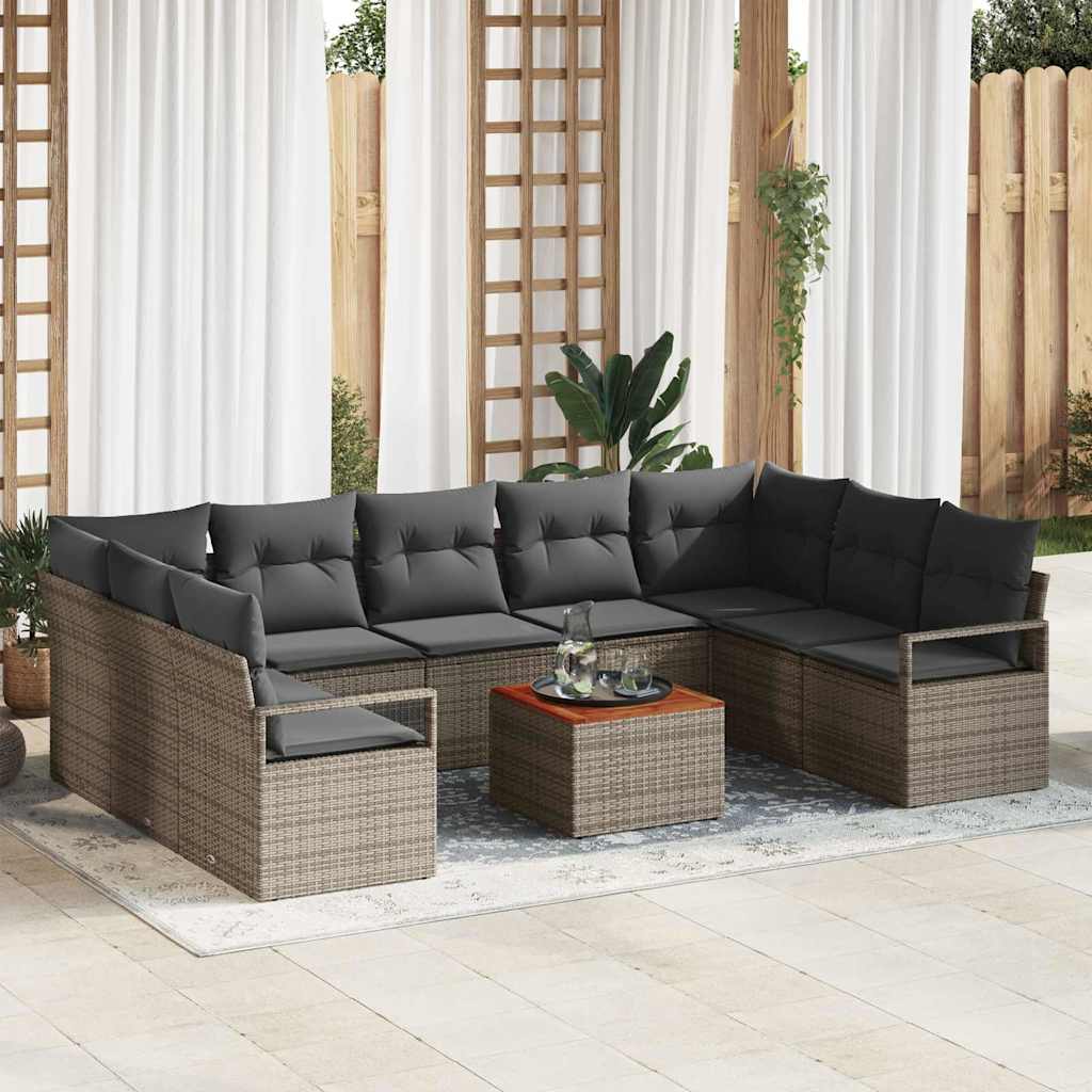 vidaXL Tuinbank Set met opslag 10 pcs Zwart en Crème poly rattan