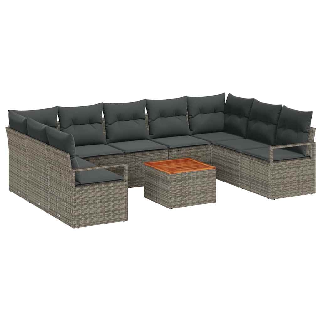 vidaXL Tuinbank Set met opslag 10 pcs Zwart en Crème poly rattan