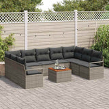 vidaXL Tuinbank Set met opslag 10 pcs Zwart en Crème poly rattan