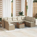 vidaXL Tuinbank Set met opslag 10 pcs Zwart en Crème poly rattan