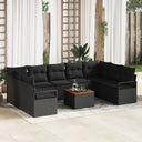 vidaXL Tuinbank Set met opslag 10 pcs Zwart en Crème poly rattan
