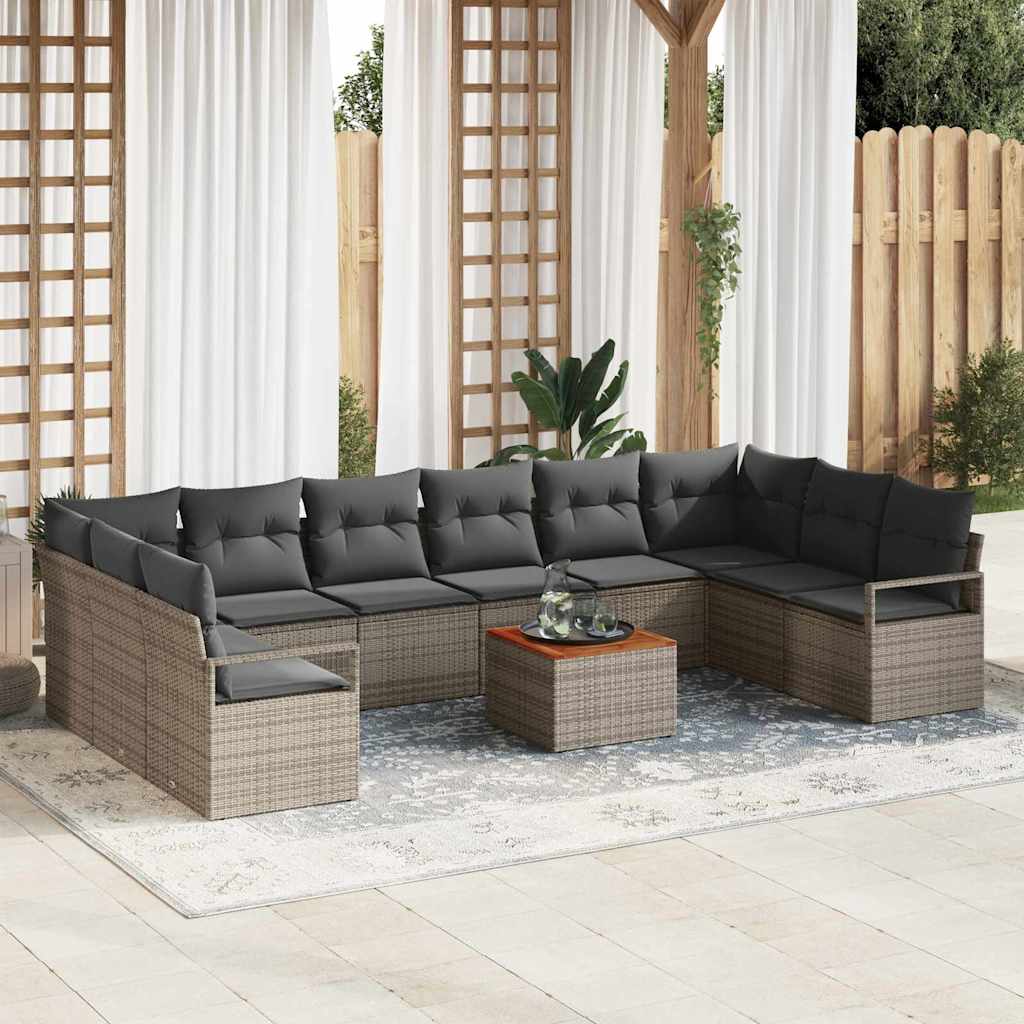 vidaXL Tuinbank Set met opslag 11 pcs Zwart en Crème poly rattan