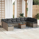 vidaXL Tuinbank Set met opslag 11 pcs Zwart en Crème poly rattan