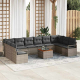 vidaXL Tuinbank Set met opslag 11 pcs Zwart en Crème poly rattan