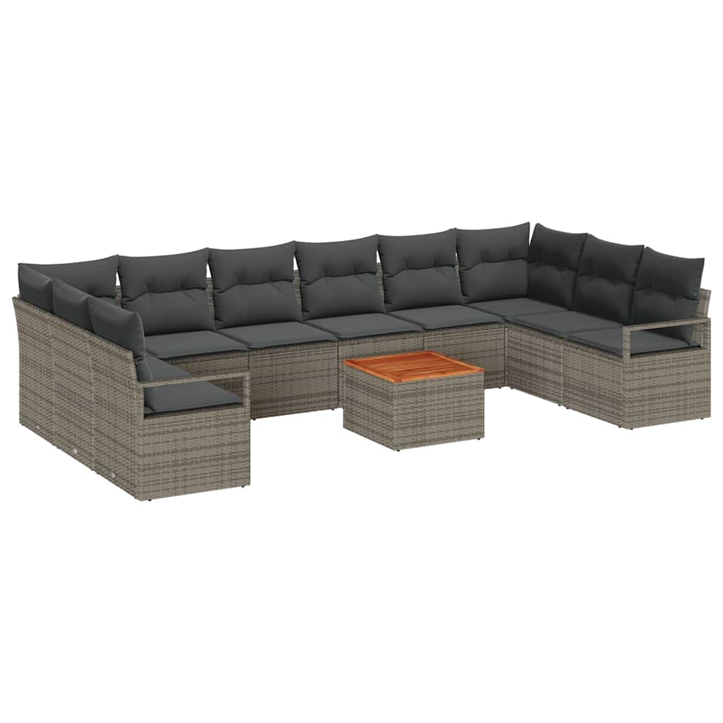 vidaXL Tuinbank Set met opslag 11 pcs Zwart en Crème poly rattan