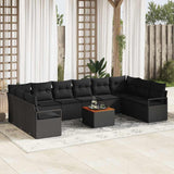 vidaXL Tuinbank Set met opslag 11 pcs Zwart en Crème poly rattan