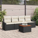 vidaXL Tuinbank Set met opslag 5 pcs Zwart en Crème poly rattan