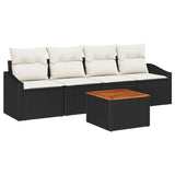 vidaXL Tuinbank Set met opslag 5 pcs Zwart en Crème poly rattan
