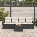 vidaXL Tuinbank Set met opslag 5 pcs Zwart en Crème poly rattan