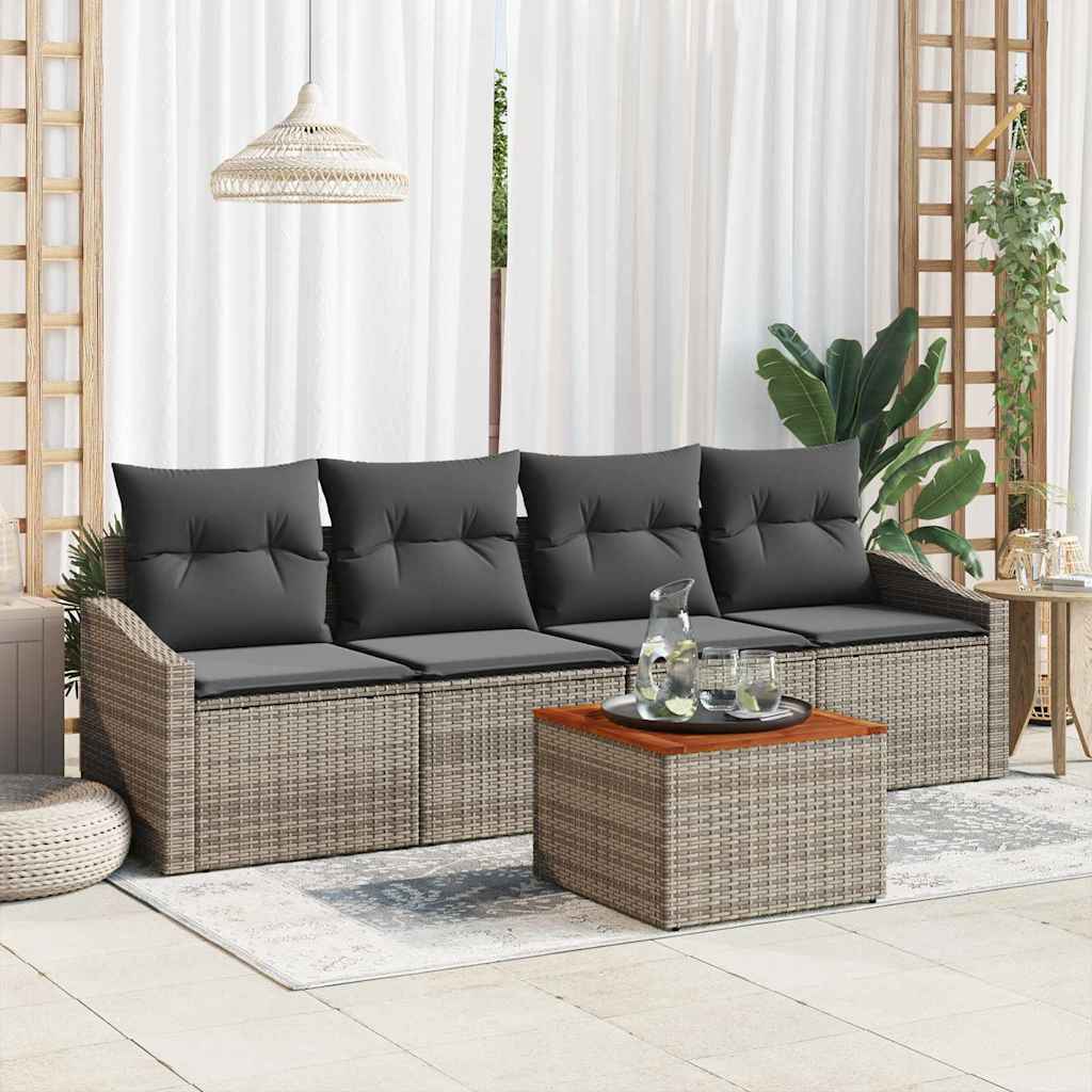vidaXL Tuinbank Set met opslag 5 pcs Zwart en Crème poly rattan