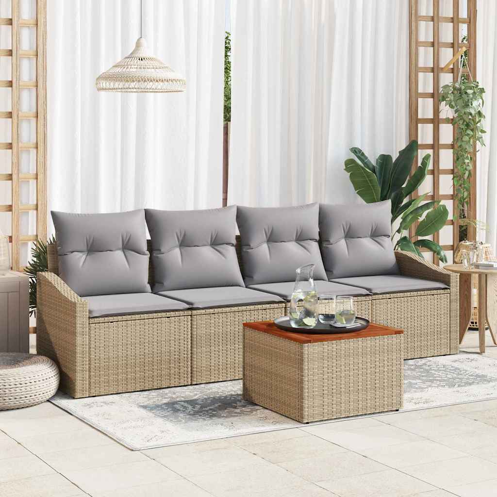 vidaXL Tuinbank Set met opslag 5 pcs Zwart en Crème poly rattan